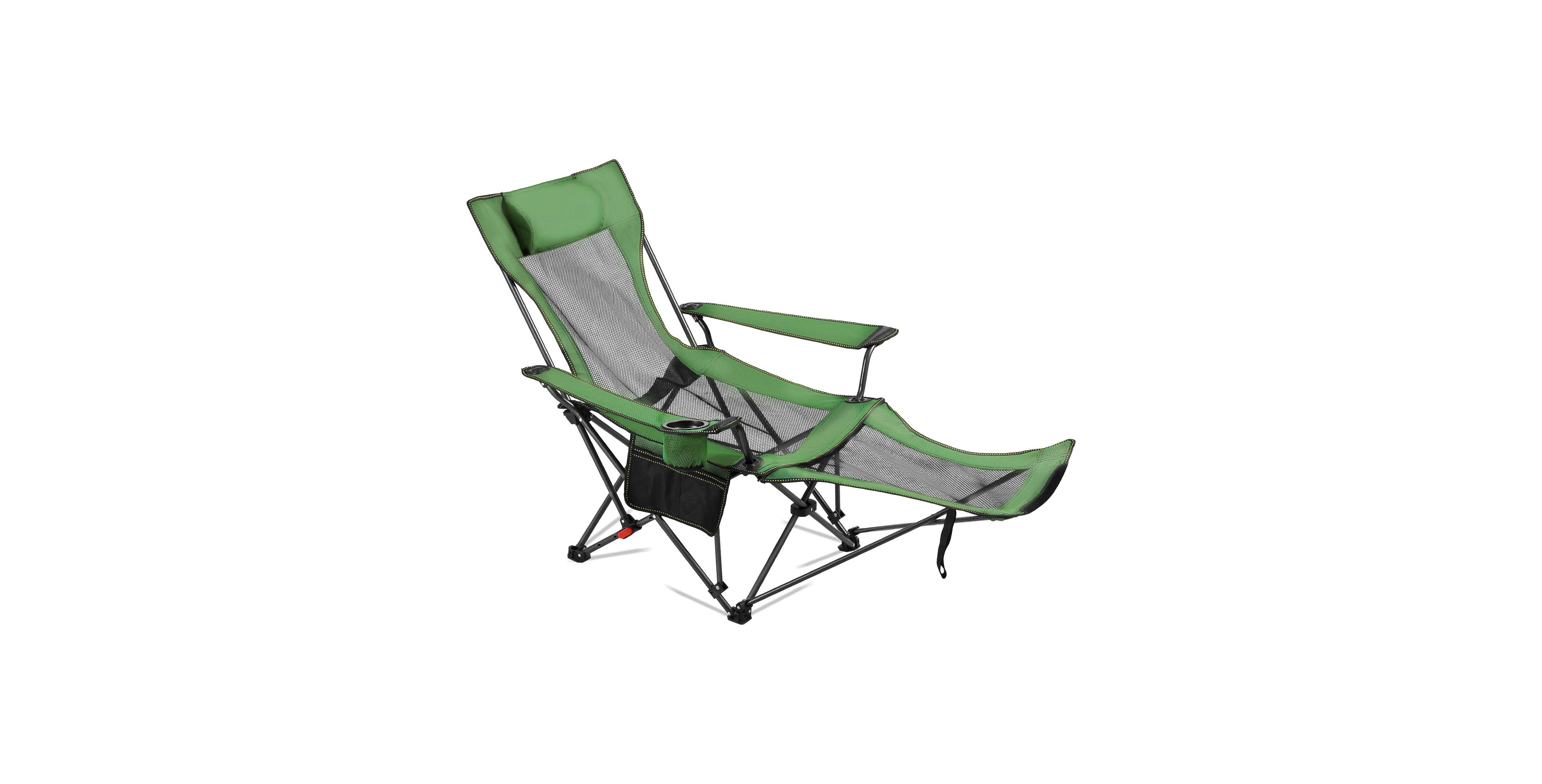 Sugift 4-Position Reclining Mesh Camping Chair with Headrest and Footrest Supports 220 lbs for Patio