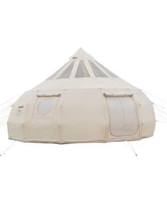 4-Season 16.4 feet Poly-Cotton Canvas Bell Tent with Stove Jack Holds Up to 12 People for Camping