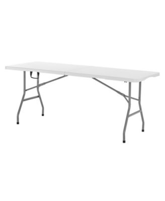 6 Feet Portable Fold-in-Half Rectangle Utility Table with Built in Handle for Indoor Outdoor Use