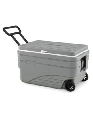 103 Quart Wheeled Ice Cooler with Foldable Pull Handle