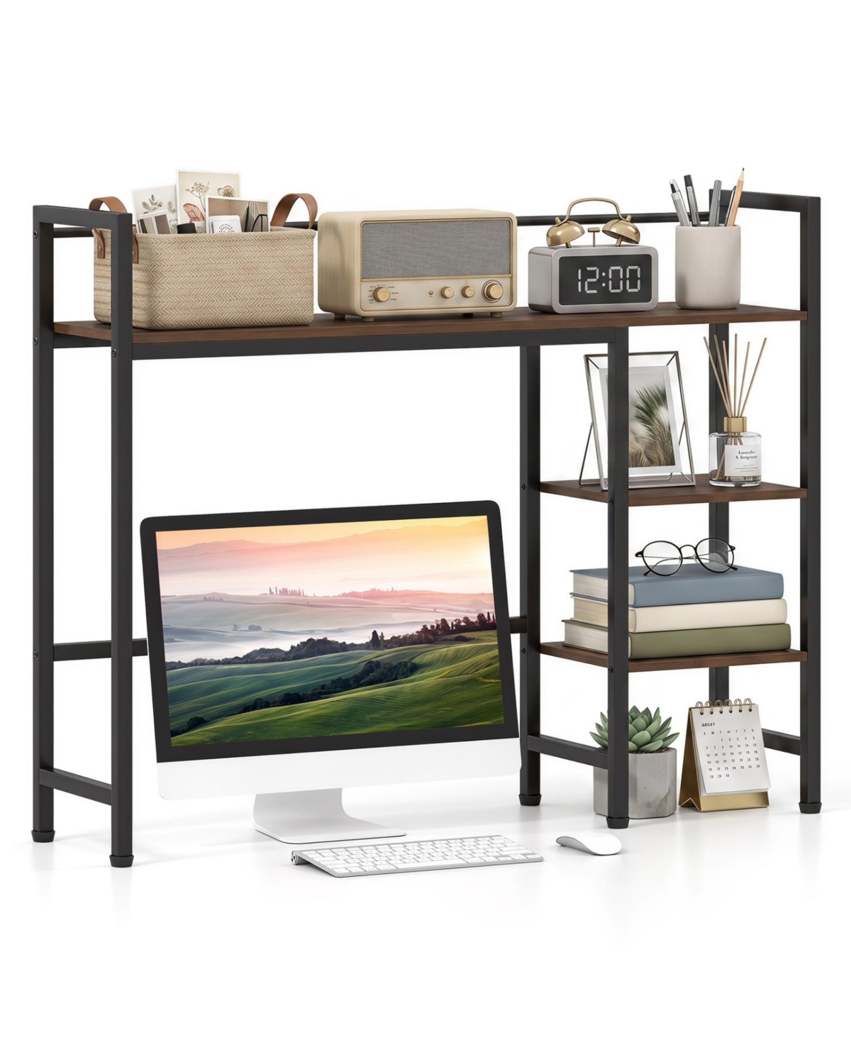 Sugift Desktop Bookshelf 38.5in W with Storage Display Rack for Home Office
