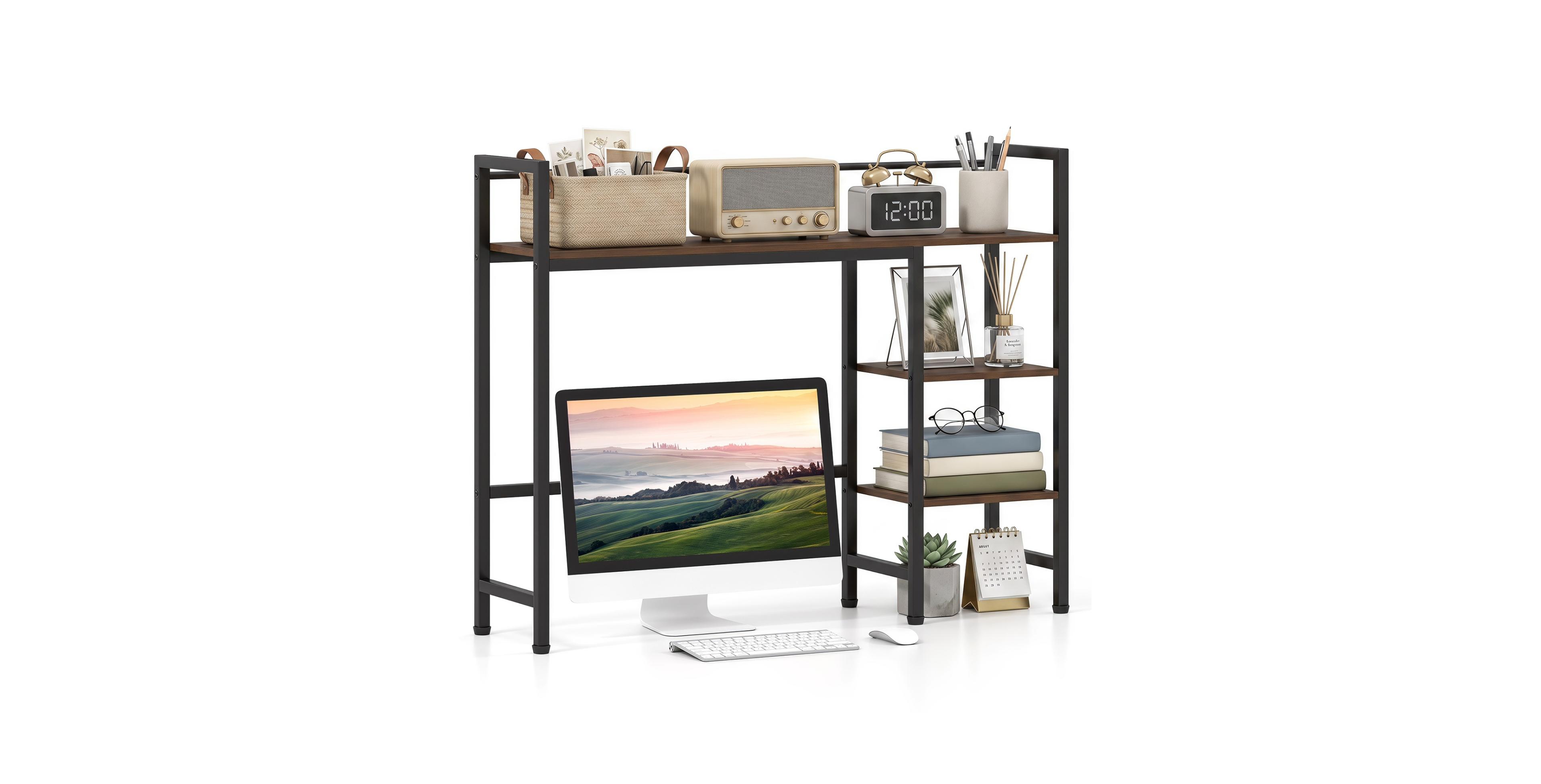 Sugift Desktop Bookshelf 38.5in W with Storage Display Rack for Home Office