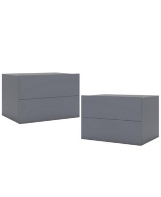 Wall-Mounted Floating Nightstand Pair Featuring Two Drawers