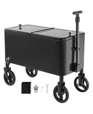 80 Quart Rolling Cooler Cart with Telescoping Handle and Swivel Casters