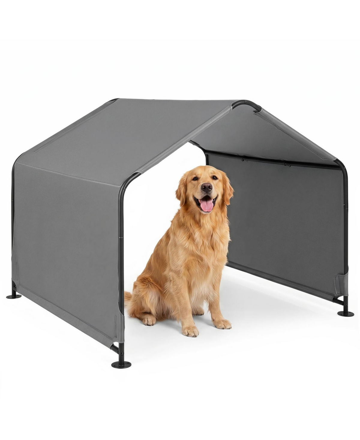 Sugift Outdoor Dog Shade Shelter with Waterproof Roof and Ground Stakes for Deck