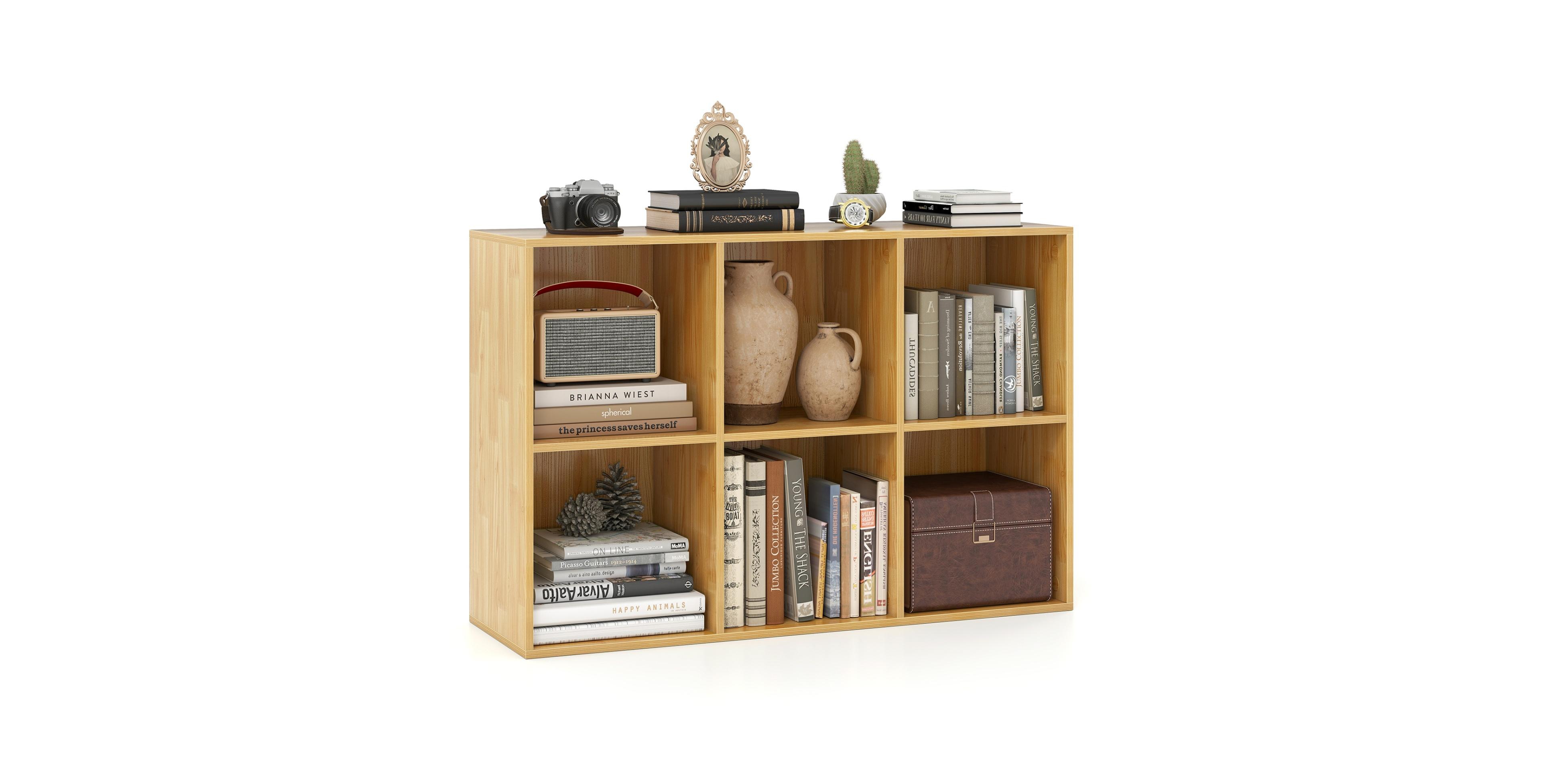 Sugift Modern 6-Cube Bookcase with Anti-Tipping Kits for Bedroom and Living Room