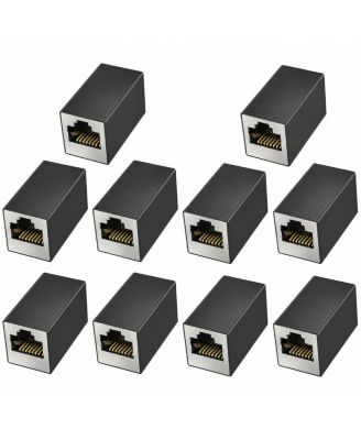 10Gbps Shielded RJ45 Coupler Ethernet Extender for RJ45 Devices, 10-Pack