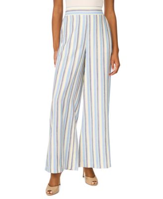 Women's Dylan Stripe High-Rise Wide-Leg Elastic-Waist Pants