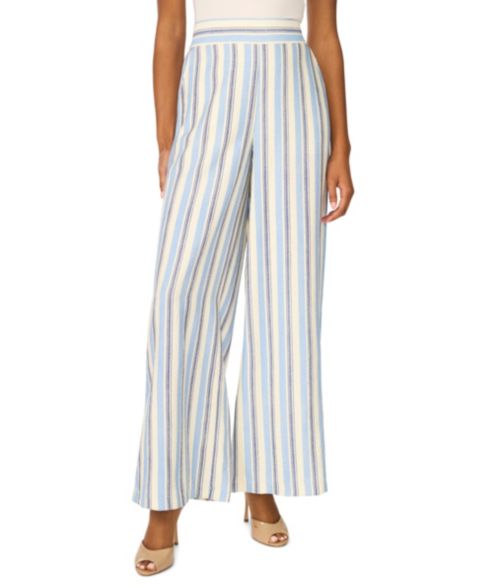 Женские брюки Vince Camuto Dylan Stripe High-Rise Wide-Leg Elastic-Waist, цвет: Wave Coast