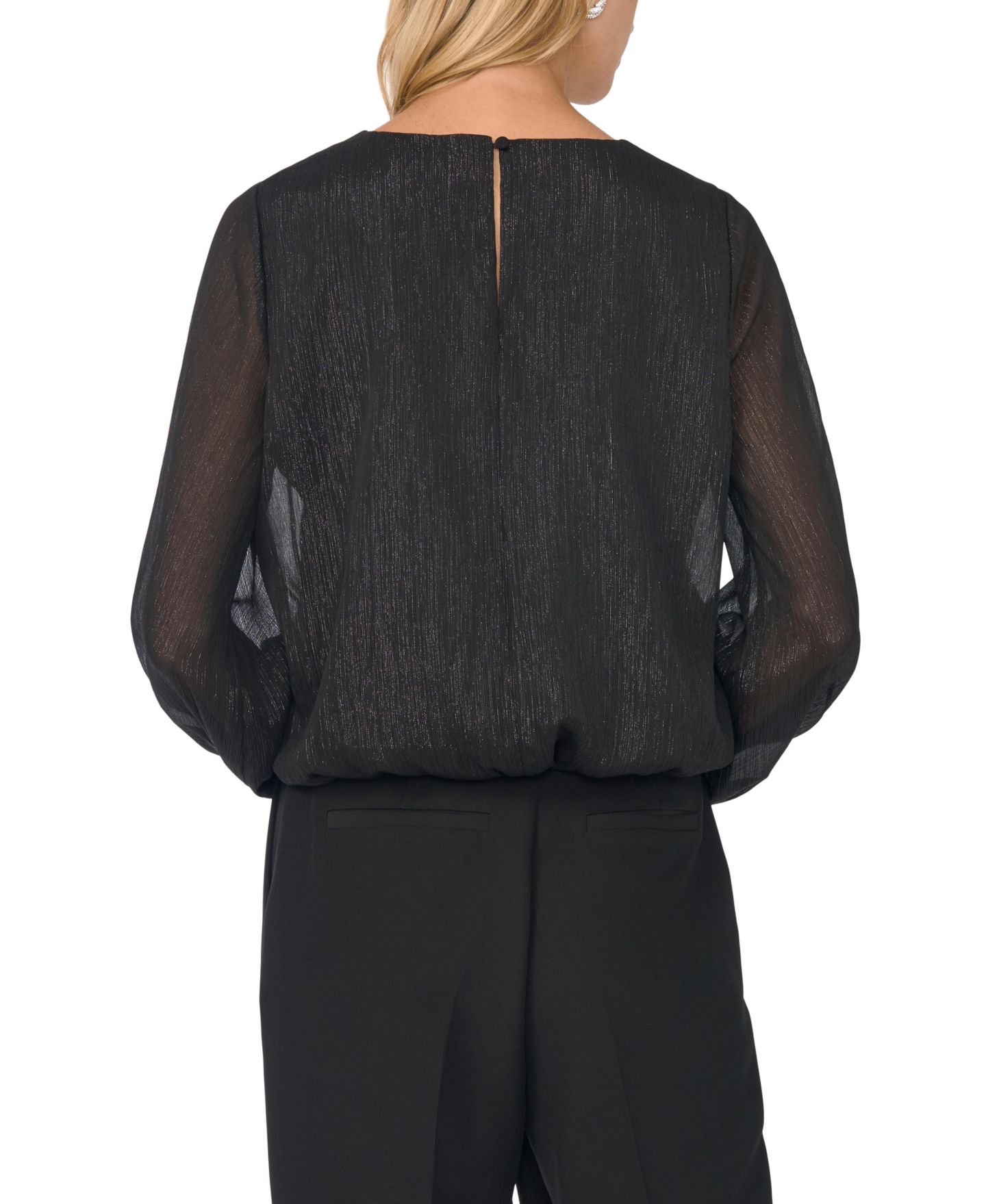 Женская блузка Vince Camuto Long Sleeve Bubble, цвет: Насыщенный чёрный — фото 4