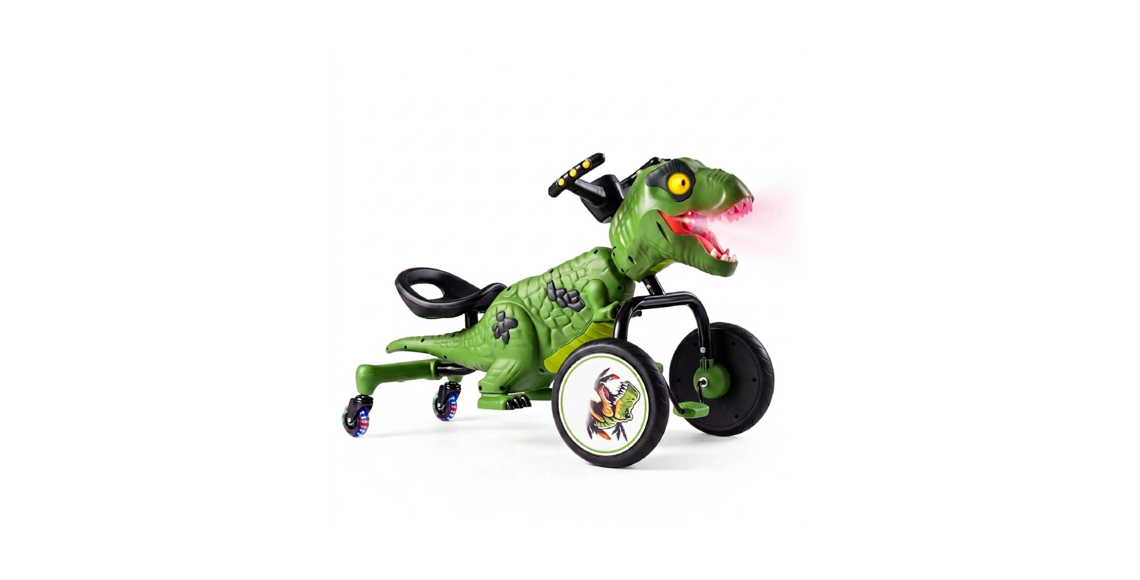 Hongge Dinosaur Drift Tricycle with Mist Spray, Roar Sound & Lighted Head, 66 lb Capacity, Ages 3-8