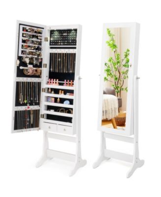 Lockable Full-Length Mirror Jewelry Armoire for Bedrooms