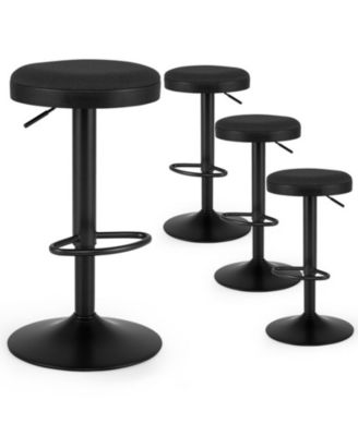 Set of 4 Height Adjustable Swivel Fabric Counter Stools