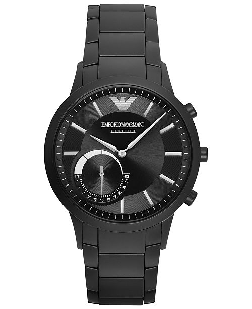 Emporio Armani Men's Black Stainless Steel Bracelet Hybrid Smart Watch ...