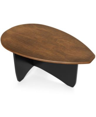 Oval Mid Century Modern Low Profile Wooden Accent Coffee Table