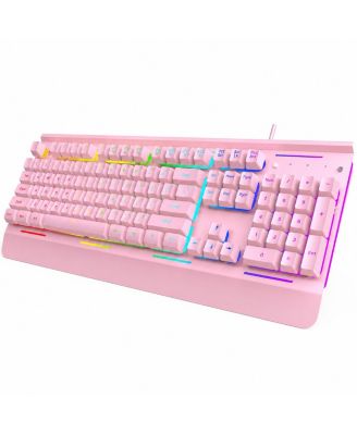 Wired Ergonomic Noise-Cancelling RGB Gaming Keyboard for PC and Mac