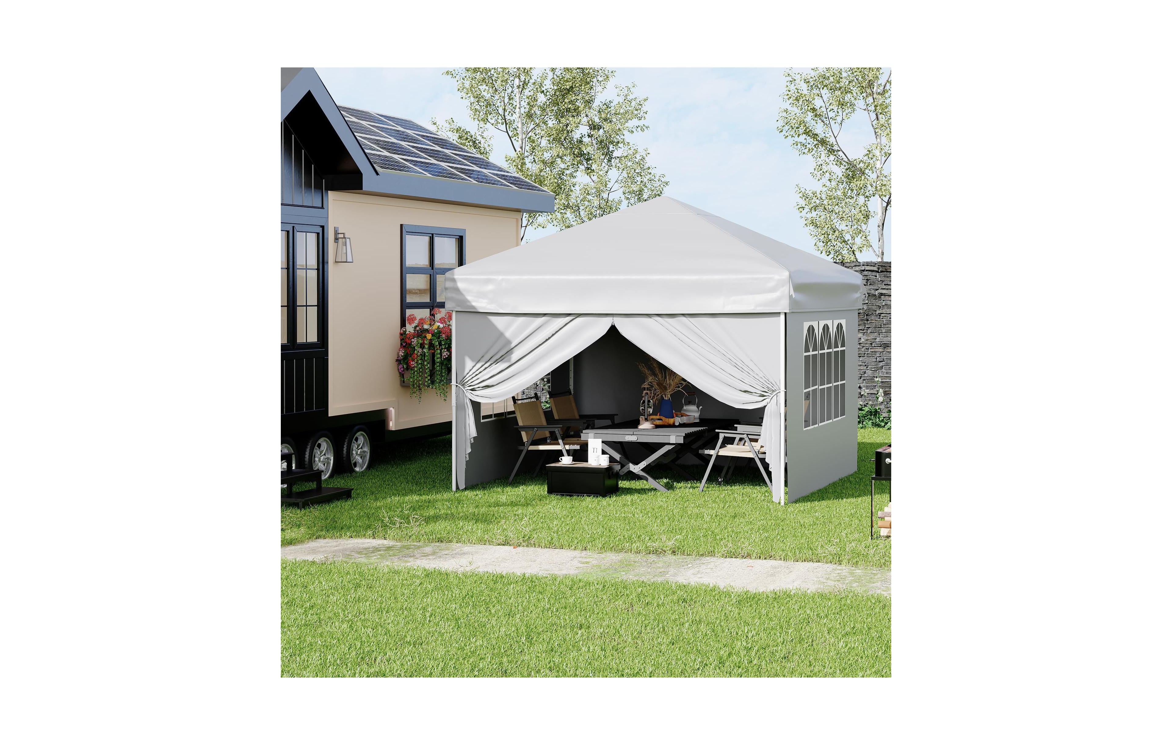 homfan 10x10 Ft Pop Up Canopy Tent with Removable Sidewalls, Uv Protection Outdoor Gazebo, Portable Shelter with Carry Bag, Sandbags and Stakes, Tent