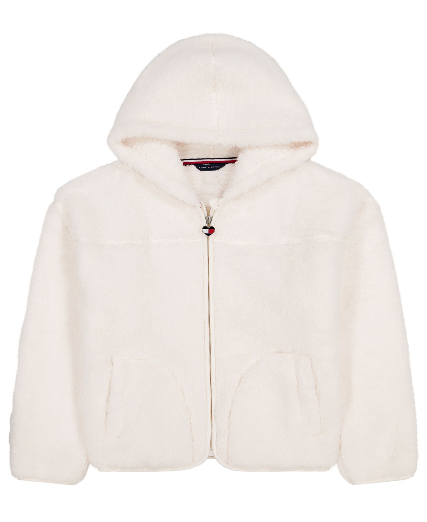 Худи Tommy Hilfiger Minky Faux Fur Hooded Drop-Shoulder для девочек, цвет: Розовый — фото 6