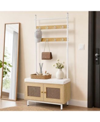 Hall Tree with Bench and Shoe Storage - 4-in-1 Coat Rack