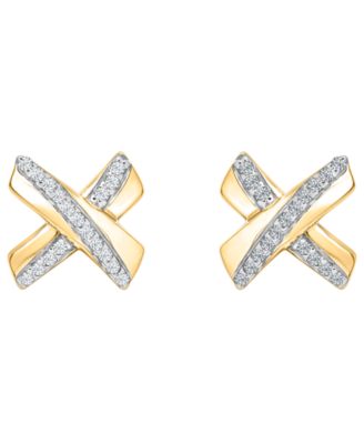 Diamond X-Shape Earrings (1/10 ct. t.w.) in 10k Yellow Gold