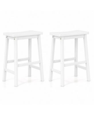 24 in Set of 2 Wooden Saddle Kitchen Counter Stools