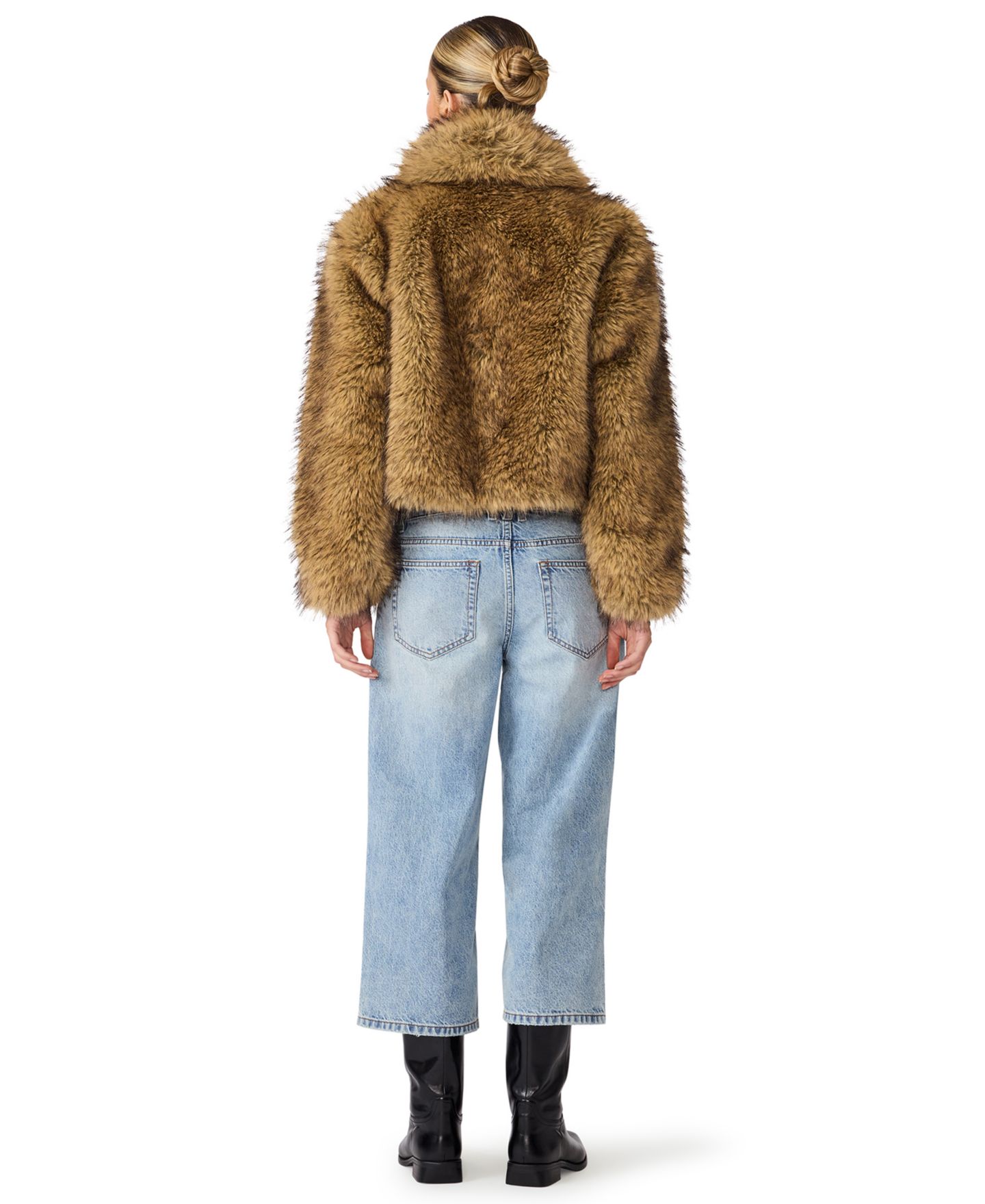 Женское пальто Steve Madden Roe Shawl Collar Cropped Faux Fur, цвет: Медовый — фото 6