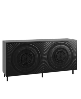 Sun Pattern Blister Door Luxury Storage Cabinet with Adjustable Shelves