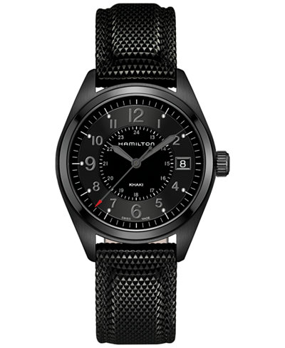 Hamilton Men's Swiss Khaki Field Black Rubber Strap Watch 40mm H68401735