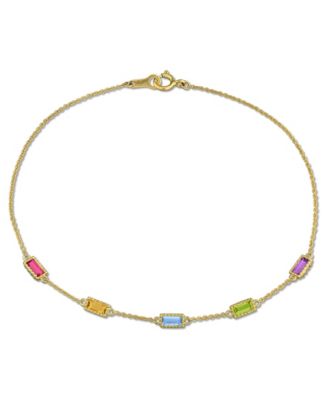 Multi-Stone Bracelet (Blue Topaz, Peridot, Amethyst, Citrine, Rhodolite, 0.76 ct. t.w.) in 10k Yellow Gold