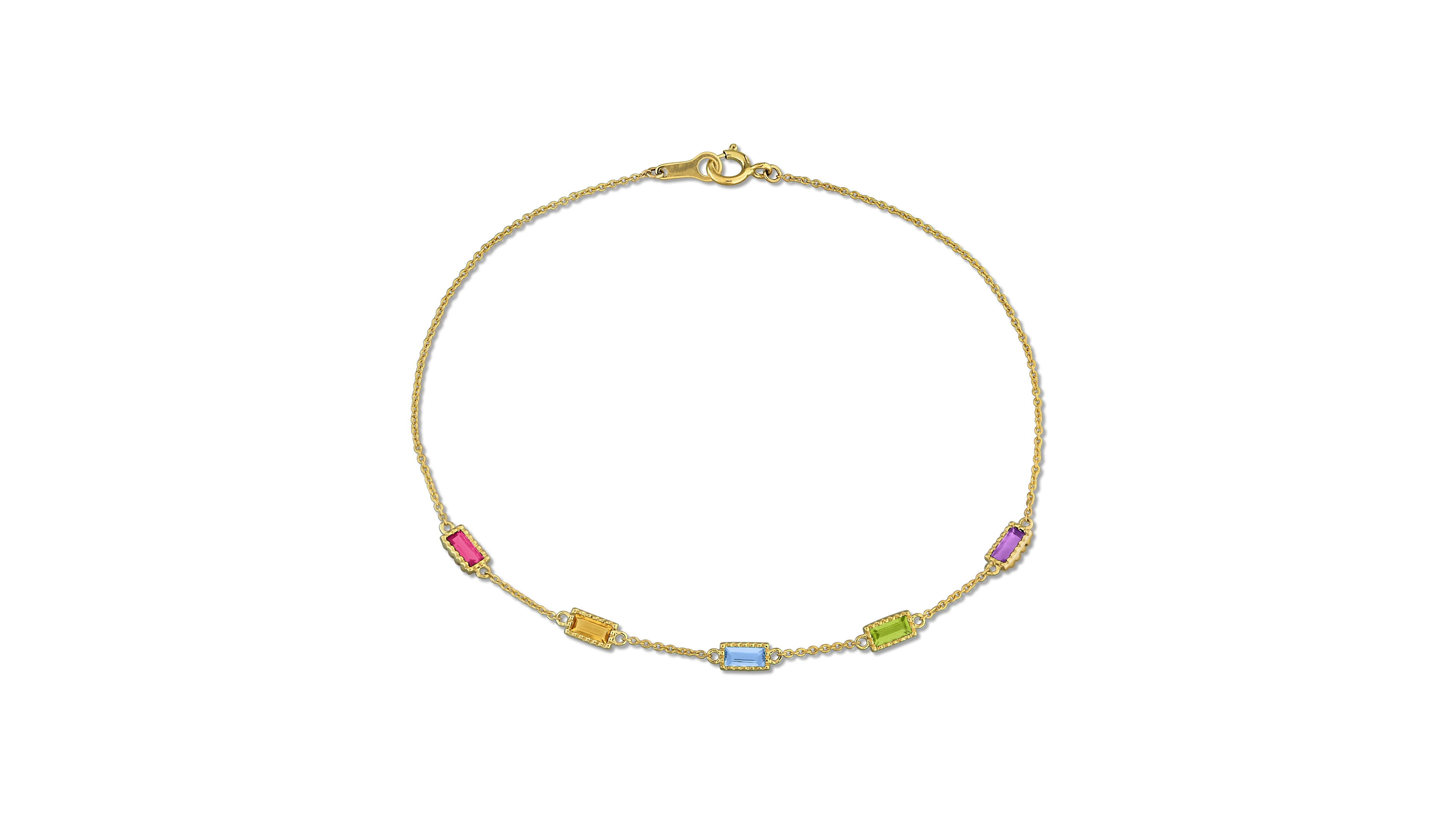 Macy's Multi-Stone Bracelet (Blue Topaz, Peridot, Amethyst, Citrine, Rhodolite, 0.76 ct. t.w.) in 10k Yellow Gold