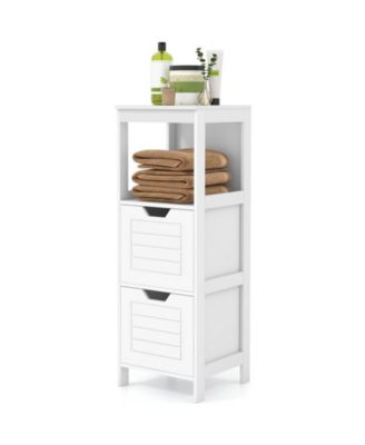 Bathroom Storage Cabinet with Two Drawers and Three Shelves