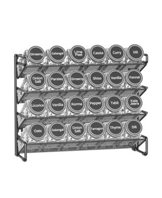Spice Rack Organizer with 24 Jars, 386 Labels, for Cabinet, Countertop, Pantry or Wall Mount