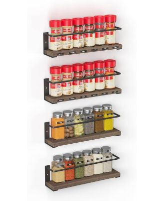 4-Pack Spice Rack Organizer Wall Mount with 415 Labels (no jars included)