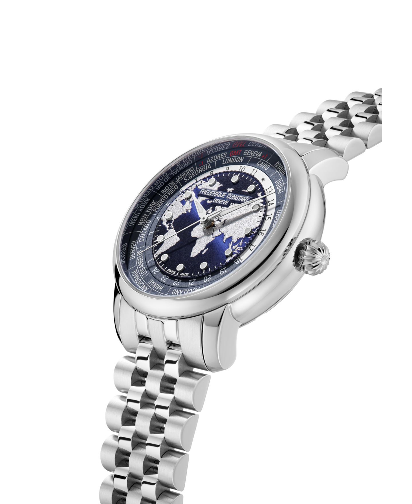Мужские часы Frederique Constant Swiss Automatic Classic Worldtimer Silver-Tone Stainless Steel 40mm — фото 2
