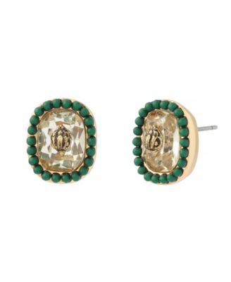 Imitation Pearl Gold-Tone Eagle-Square Stud Earrings