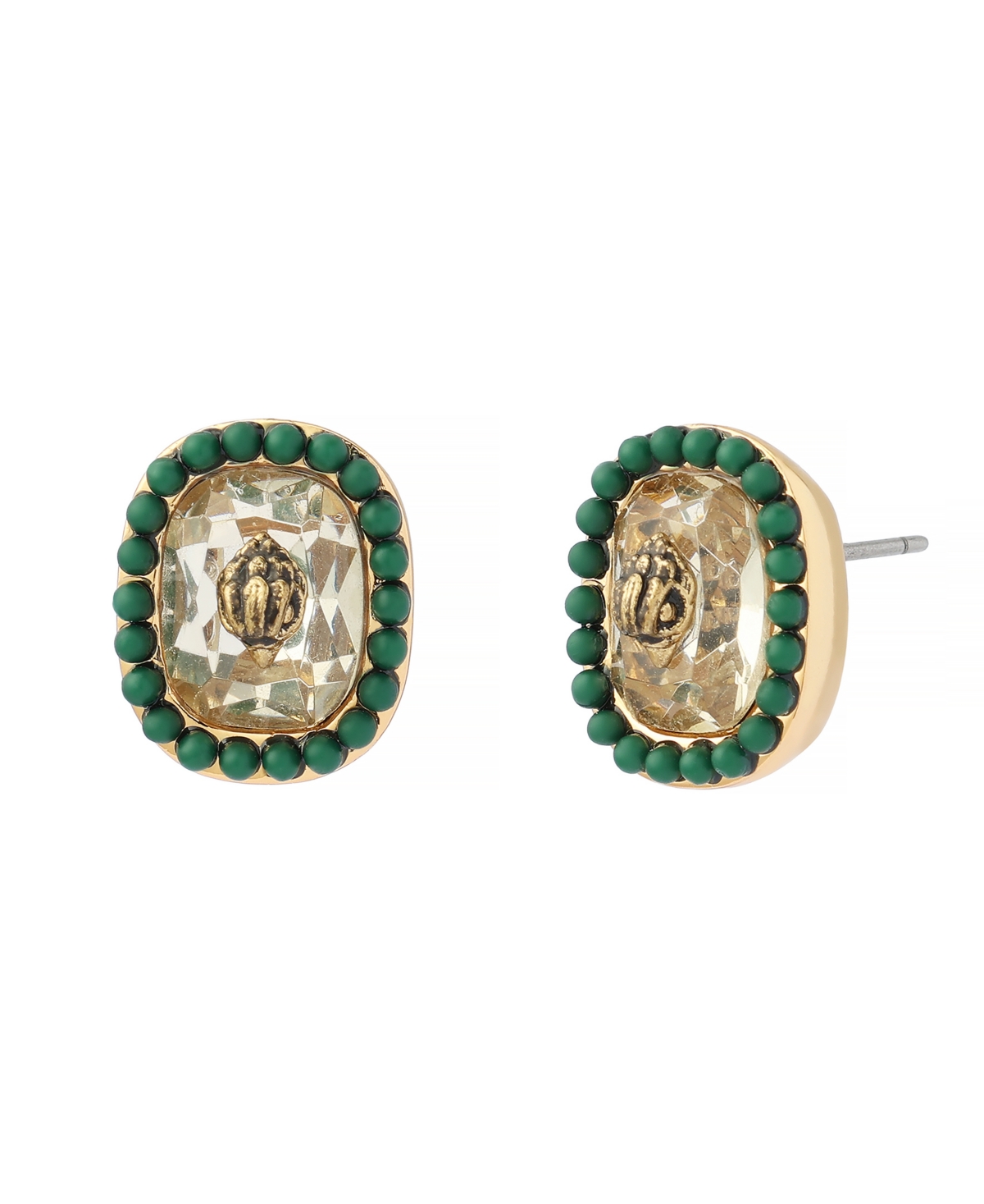 Kurt Geiger London Imitation Pearl Gold-Tone Eagle-Square Stud Earrings - Yellow