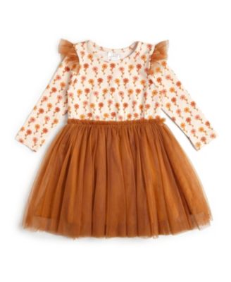 Baby Girls' Floral Long-Sleeve Fit & Flare Tutu Dress