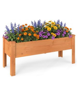 Elevated Fir Wood Raised Garden Bed Featuring Drainage Holes