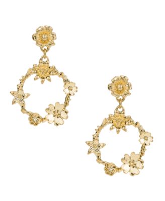 Gold-Tone Flower Dangle Earrings