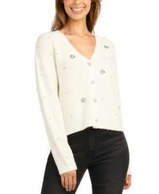 Juniors' Long-Sleeve Ribbed V-Neck Cardigan