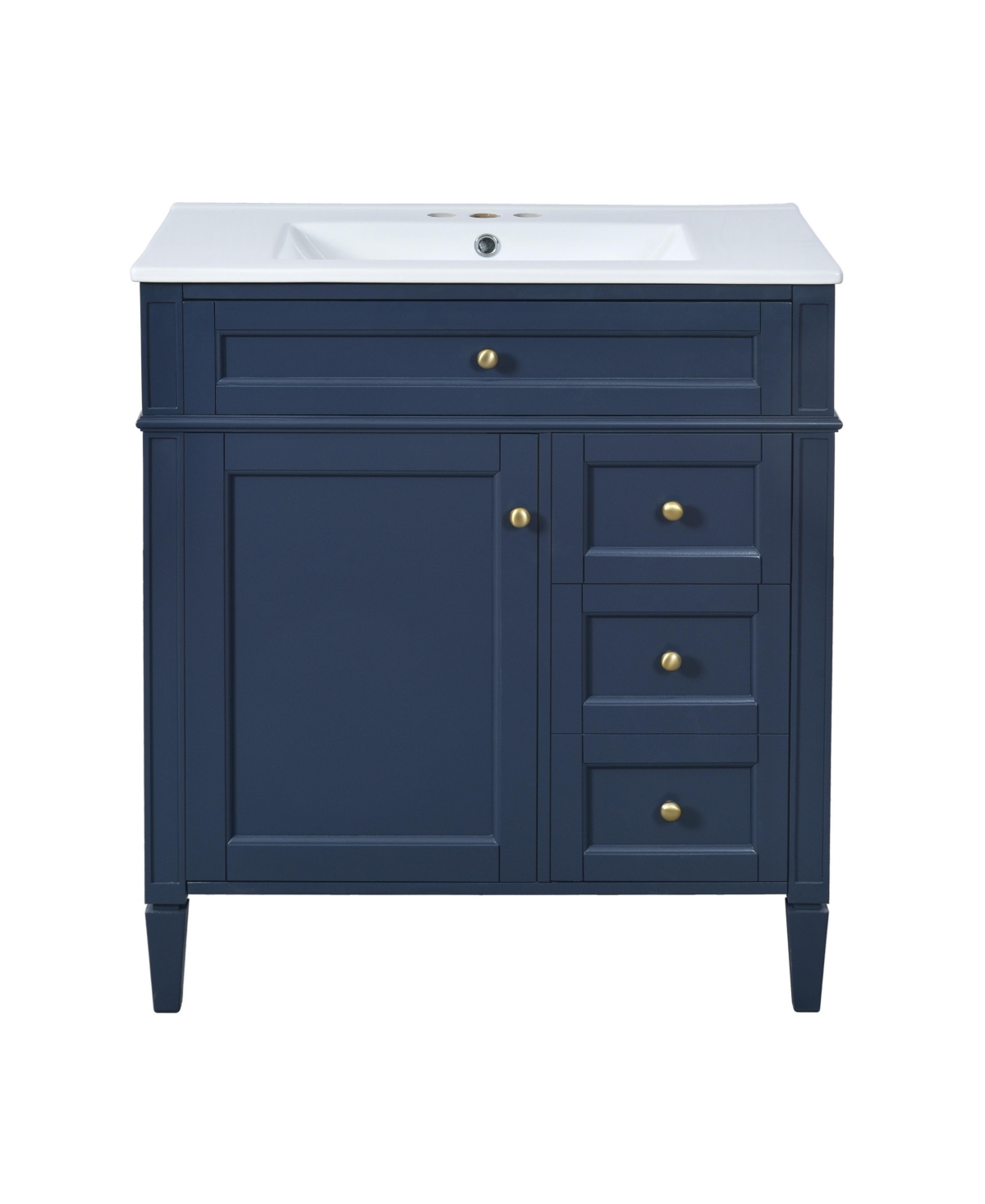 Sillysis 30 Inch Freestanding Bathroom Vanity, Mdf Cabinet with Solid Wood Frame and Legs, Ceramic Integrated Sink, Tip-Out Drawer, Assembly Required