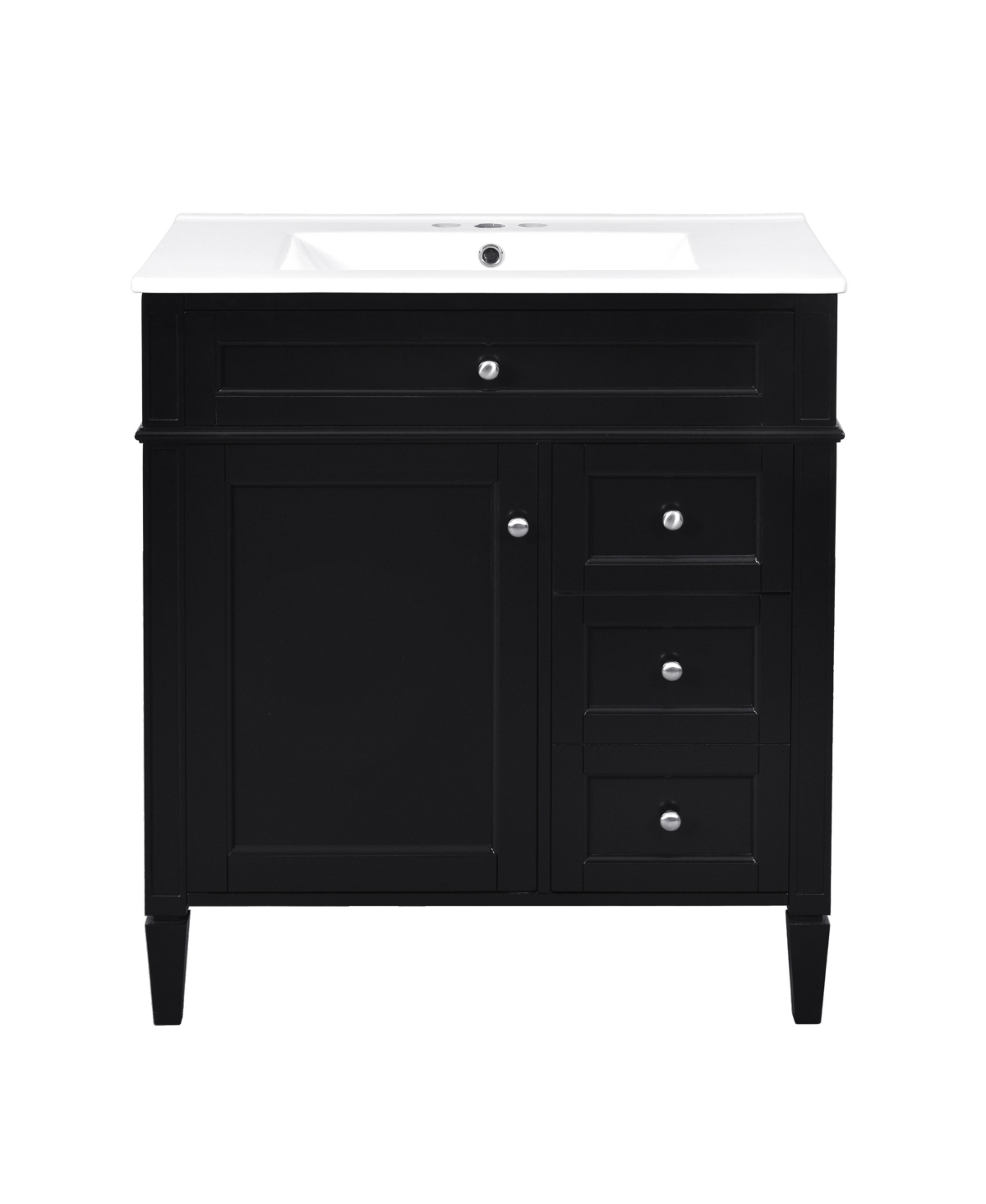 Sillysis 30 Inch Freestanding Bathroom Vanity, Mdf Cabinet with Solid Wood Frame and Legs, Ceramic Integrated Sink, Tip-Out Drawer, Assembly Required