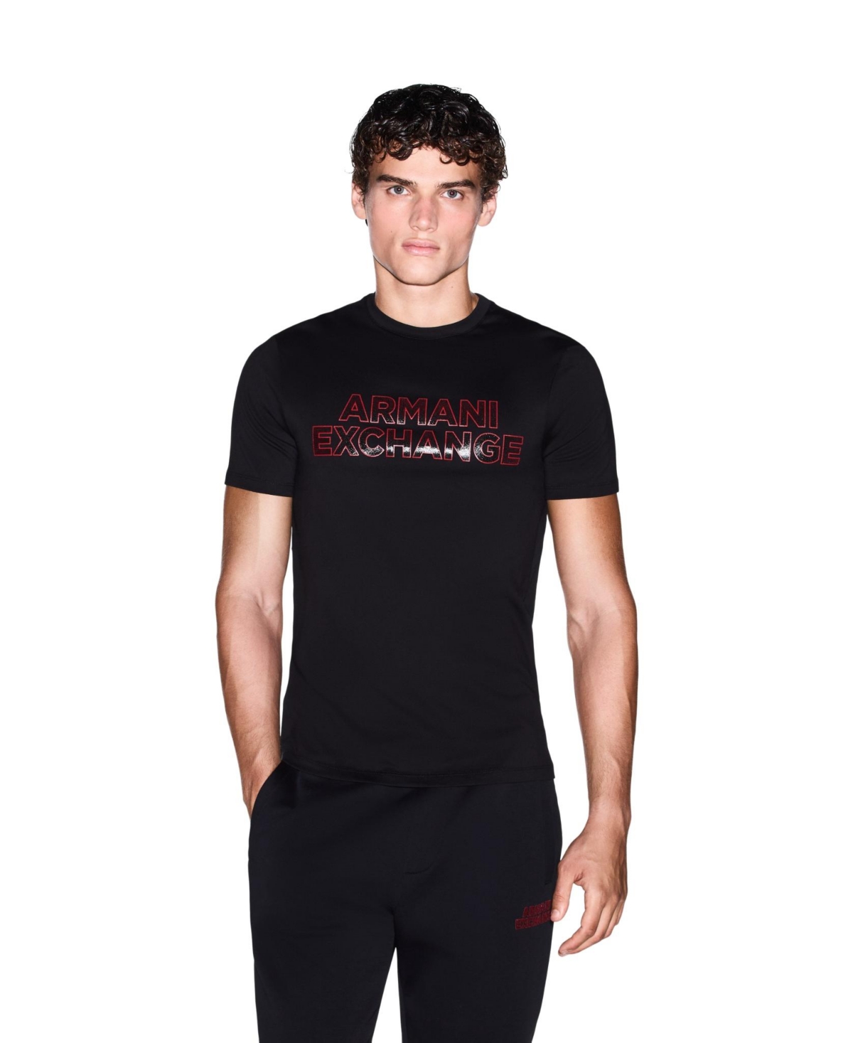 A|X Armani Exchange Men's Elevated Logo T-Shirt - Black, Red
