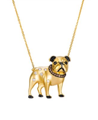 Dog Pendant Diamond Adjustable Necklace (1/4 ct. t.w.) in 14k Yellow Gold