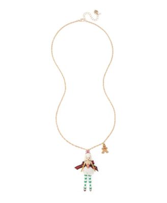 Long Gold-Tone Holiday Baking Pendant Necklace