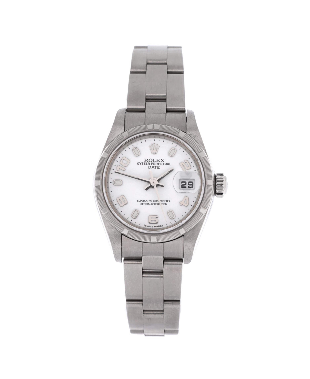 PreOwned Rolex Womens Oyster Perpetual Date Automatic Stainless Steel Watch 26mm  Dial color white