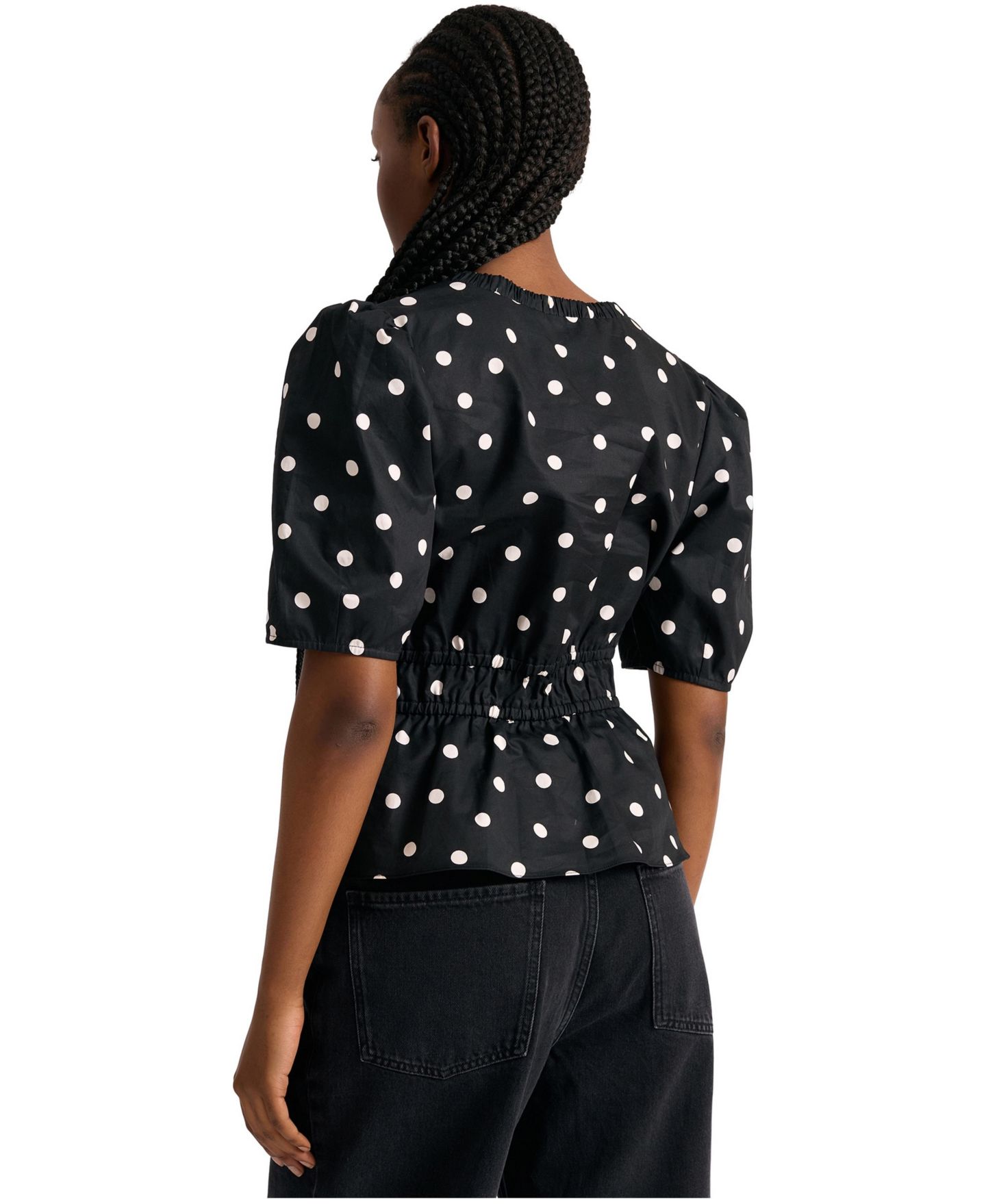 Женская блузка Albaray Polka-Dot Short-Sleeve V-Neck, цвет: Чёрный — фото 3