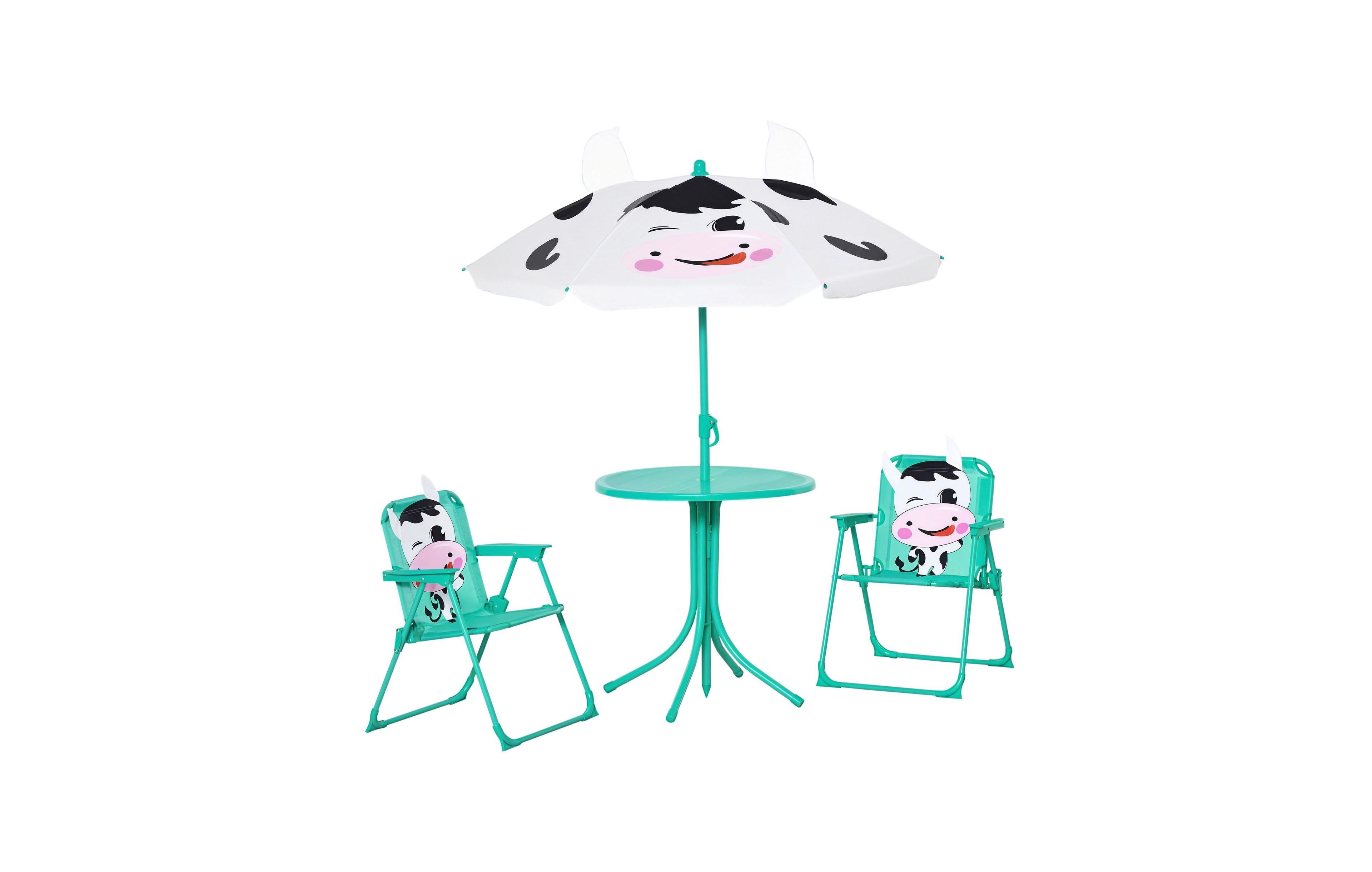 Sevorley Folding Chairs, Table and Umbrella, 4-Piece Set, Ages 3-7