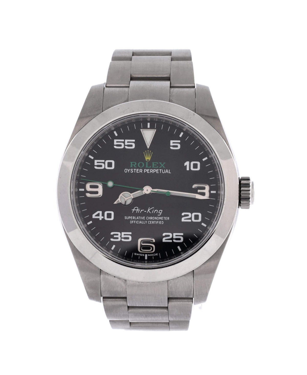 PreOwned Rolex Mens Automatic AirKing WaterResistant Stainless Steel Watch 40mm  Dial color black