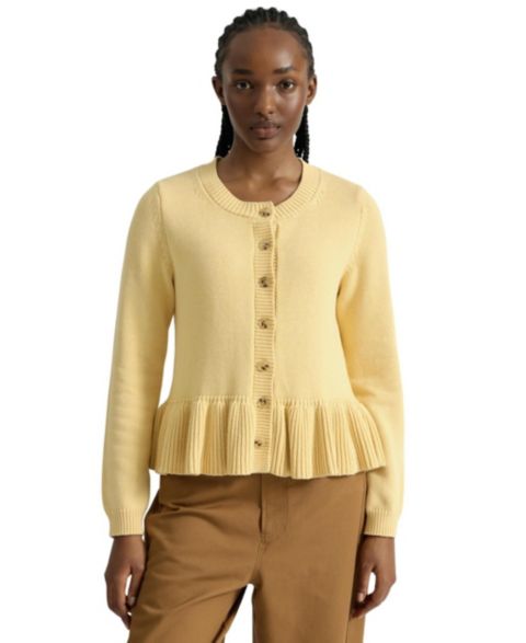 Женский кардиган Albaray Peplum Long Sleeve Crew Neck, цвет: Лимонный